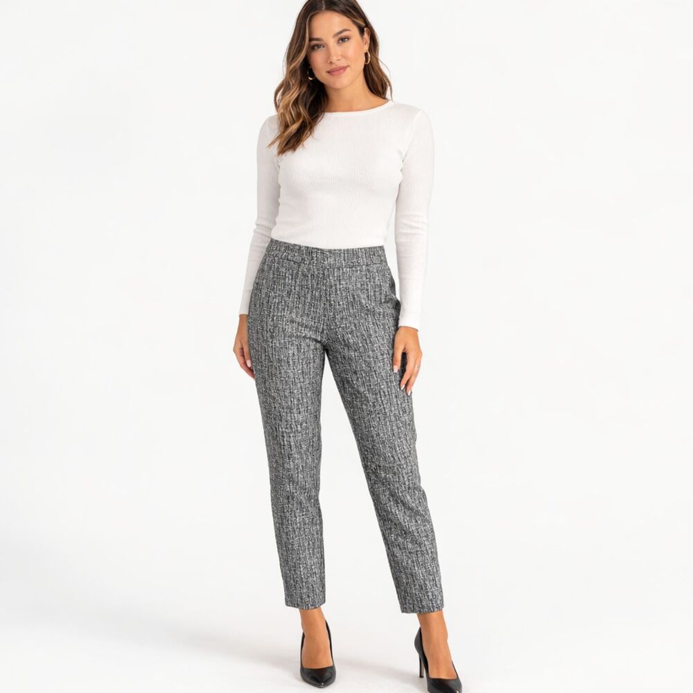 St. John Emma Wool Blend Straight Leg Classic Trouser Gray 12